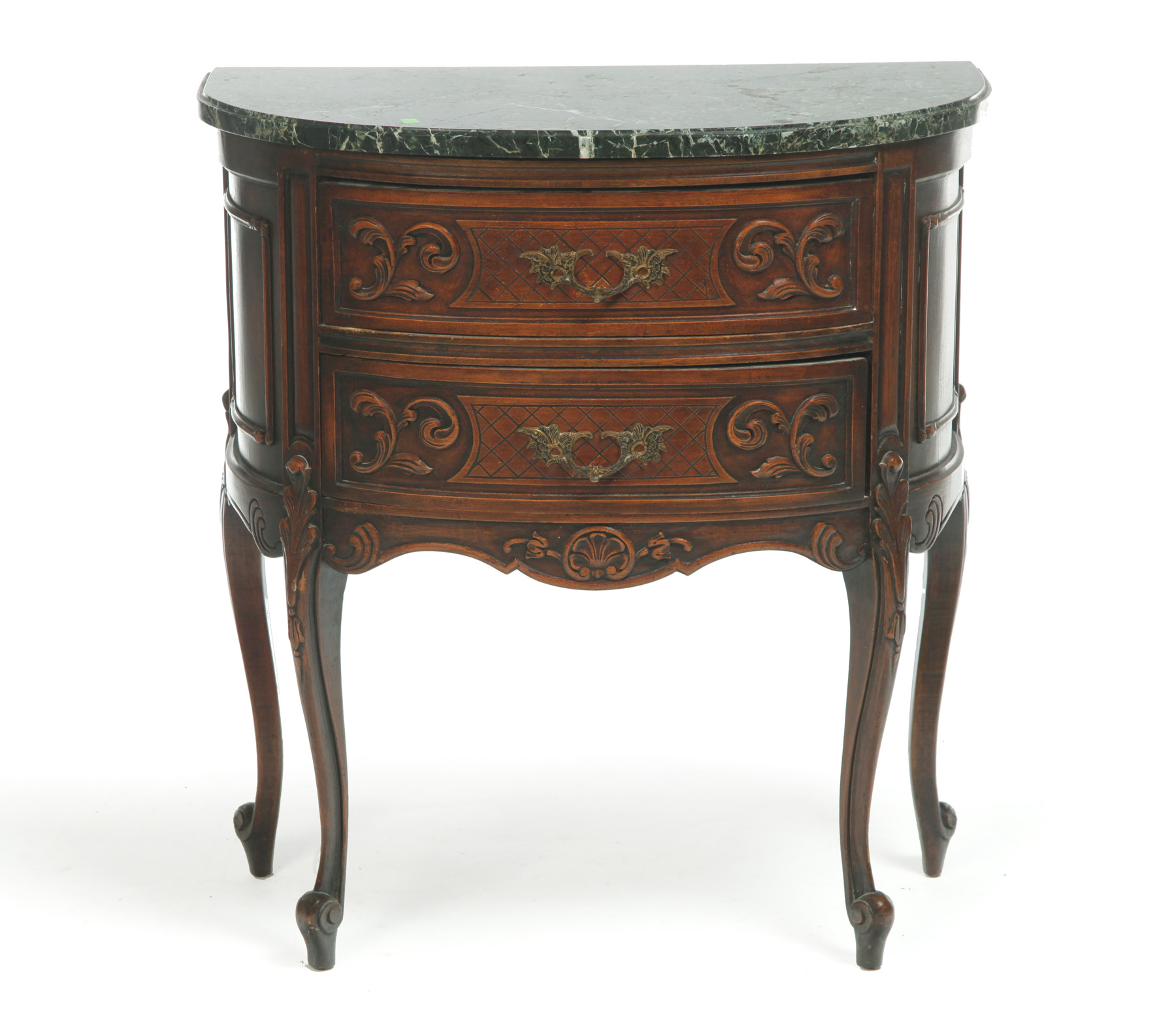 Appraisal: FRENCH-STYLE D FRONT MARBLE TOP STAND American st half th