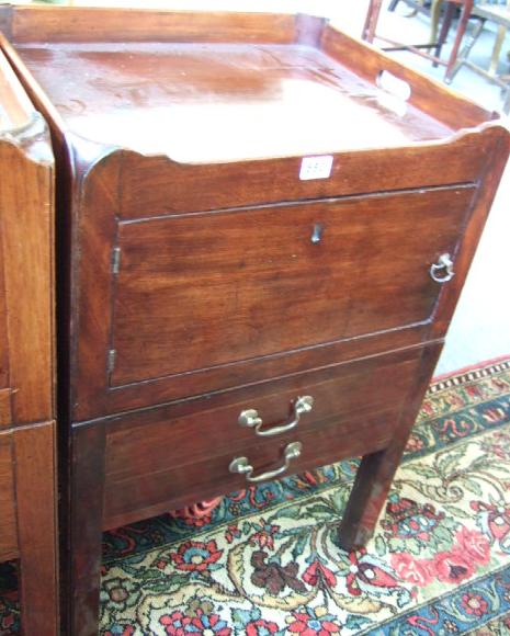 Appraisal: An early th century mahogany bedside commode the galleried top