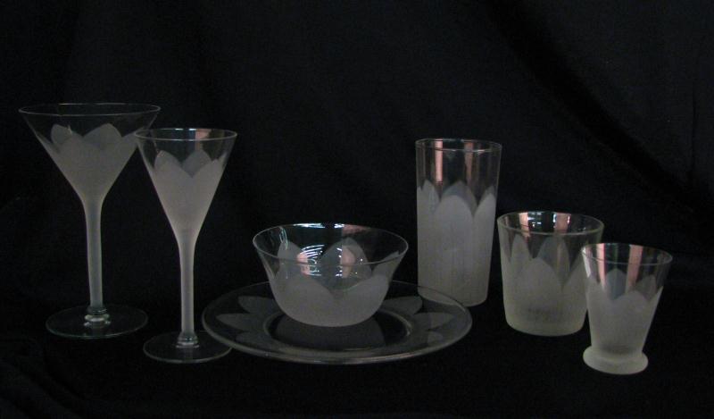 Appraisal: A Vintage Libbey Frosted Glass Luncheon Set including seventeen champagne