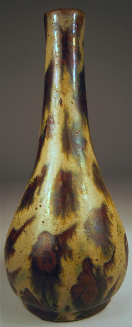 Appraisal: Chinese glazed pottery vaseBottle form mottle brown and green glazed