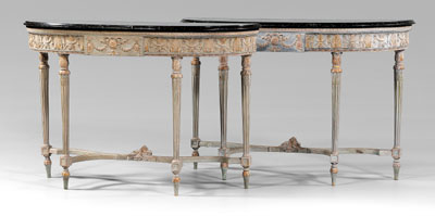 Appraisal: Pair Adam style marble-top pier tables each demilune form with