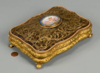 Appraisal: French Bronze Mounted Tortoiseshell Box Louis XVI style bronze and