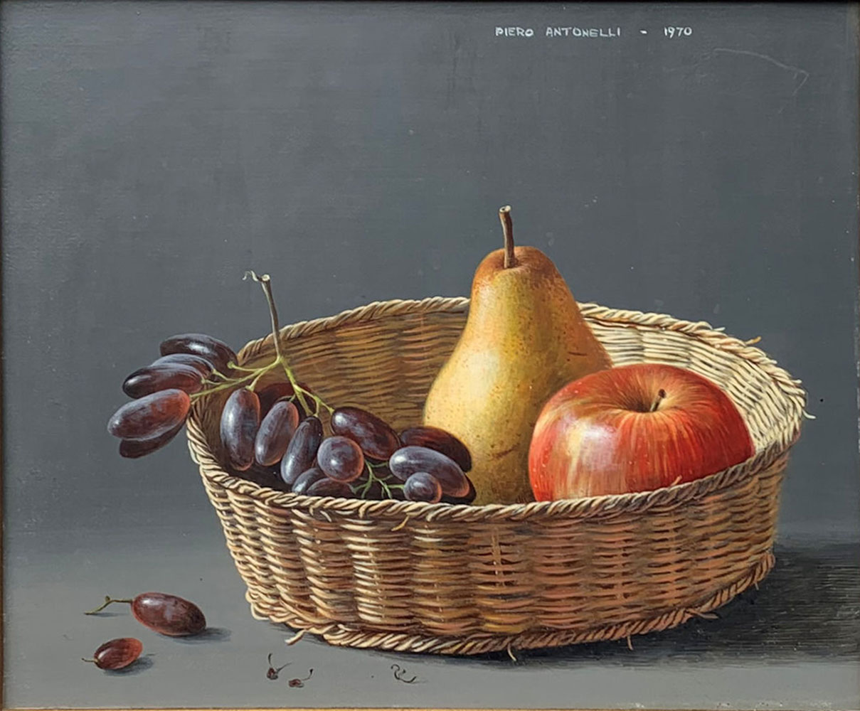 Appraisal: ANTONELLI Piero Italian - Still Life Grapes Pear and Apple