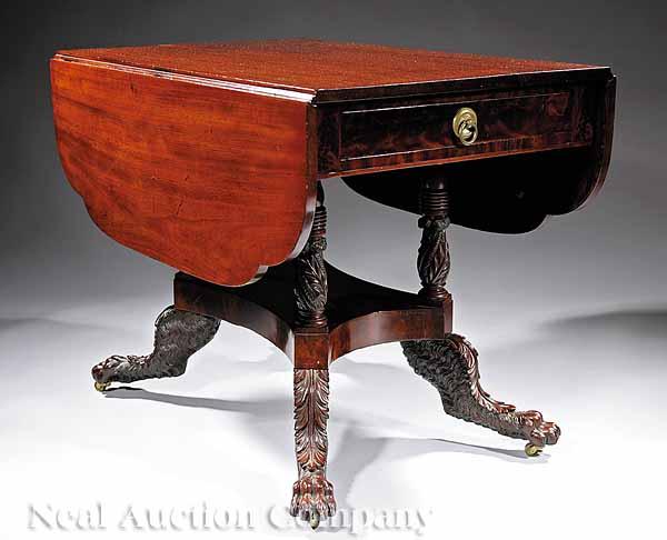 Appraisal: An American Classical Carved Mahogany Drop-Leaf Table early th c