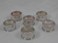 Appraisal: A set of six silver napkin rings Birmingham