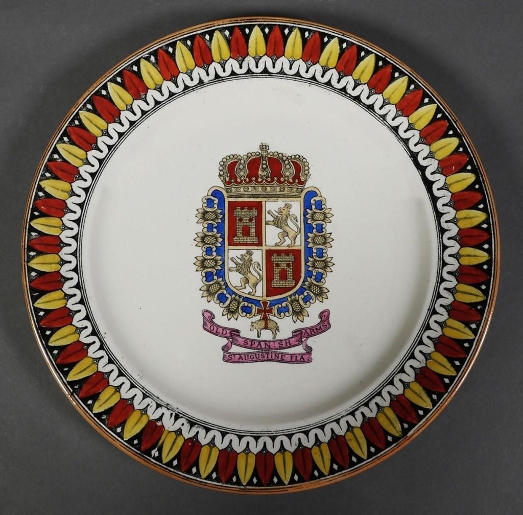 Appraisal: Handpainted antique plate with the old Spanish coat of arms