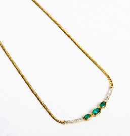 Appraisal: A ct gold green stone and diamond necklace estimated total