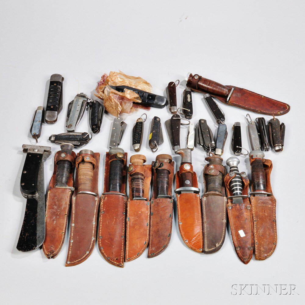 Appraisal: Group of Fighting and Pocket Knives c - includes PAL