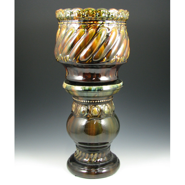 Appraisal: McCoy Carnelean Jardiniere Pedestal - Excellent McCoy Carnelean jardiniere and