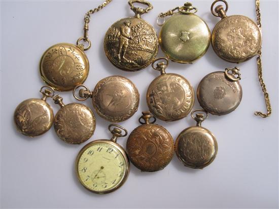 Appraisal: Group of Twelve Gold Filled Pocket Watches Eleven Hunting Case