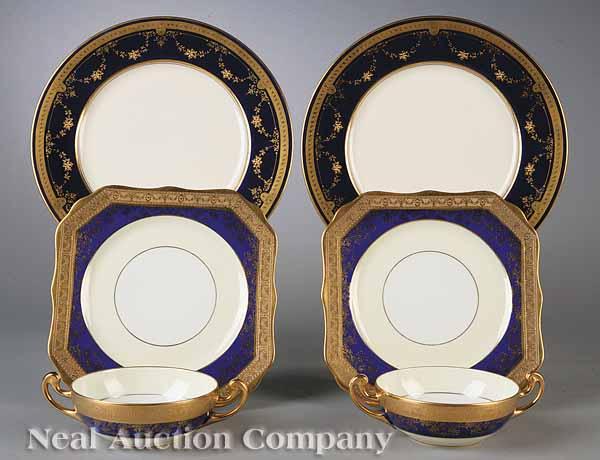 Appraisal: An Assembled Cobalt and Gilt Porcelain Dinner Service late th