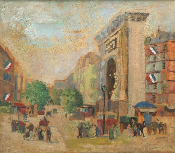 Appraisal: FRENCH SCHOOL TH CENTURY x French Street Scenes Pair of