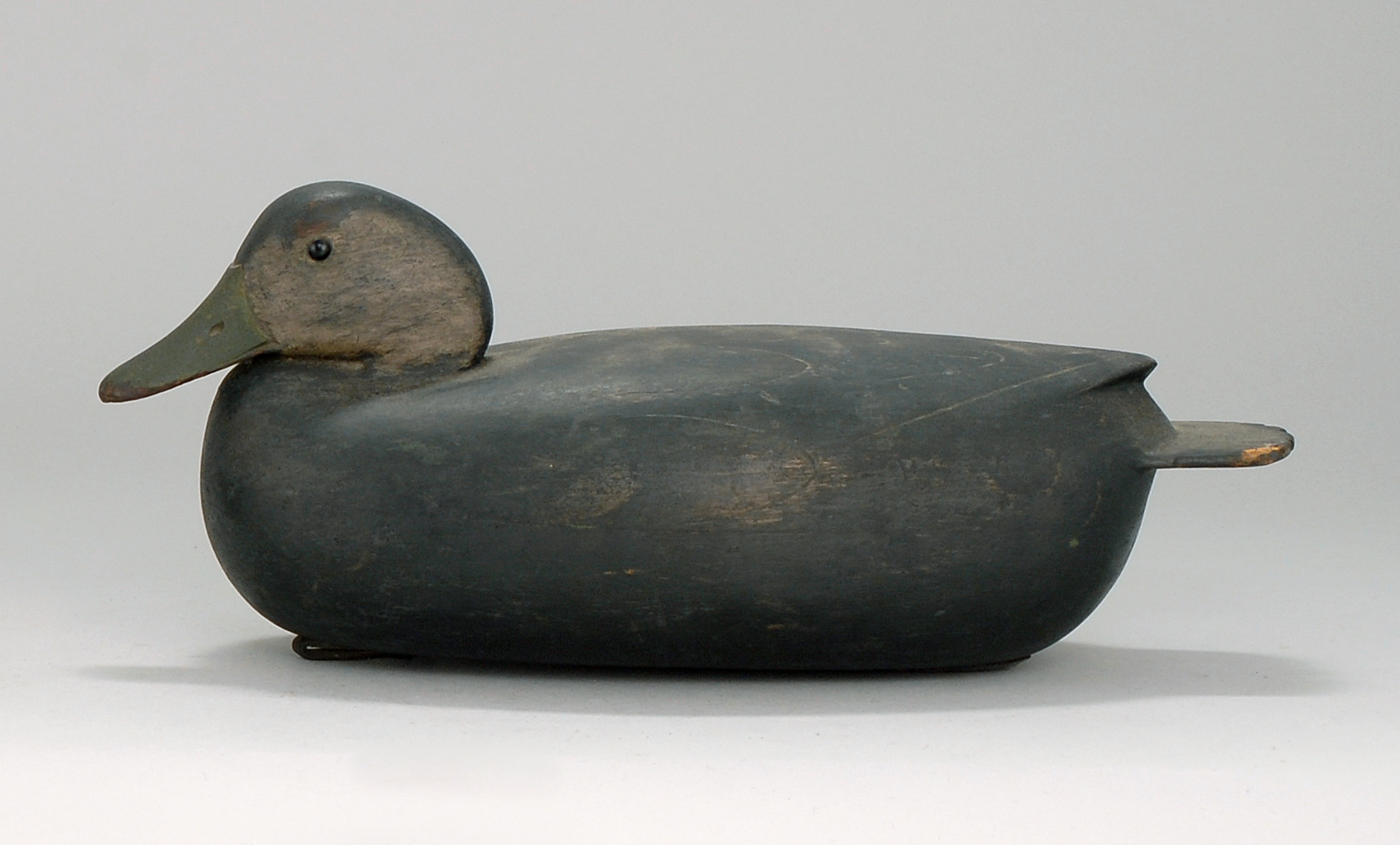 Appraisal: HOLLOW-CARVED BLACK DUCK DECOY Mid- th CenturyFrom the Delaware River