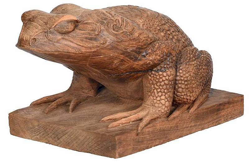 Appraisal: Outsider Art Carved Toad finely carved from walnut signed M