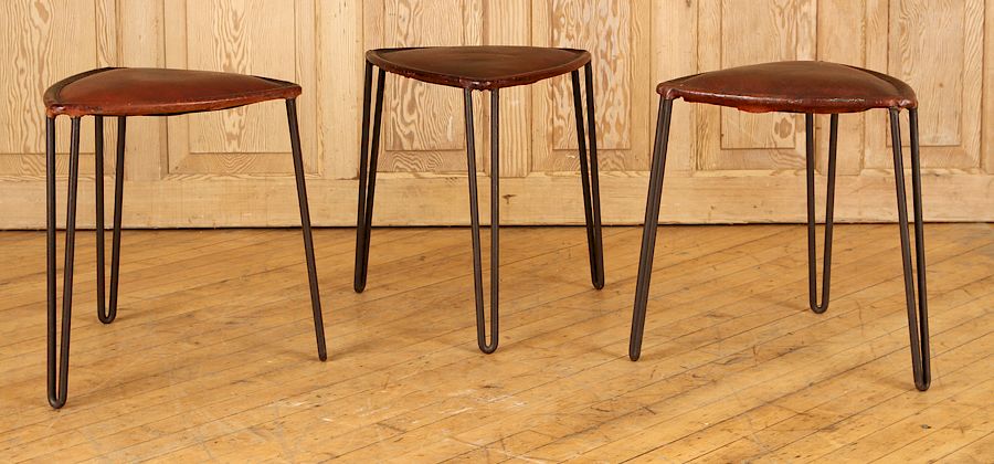 Appraisal: SET ITALIAN MID CENTURY MODERN TRIANGLE STOOLS A set of