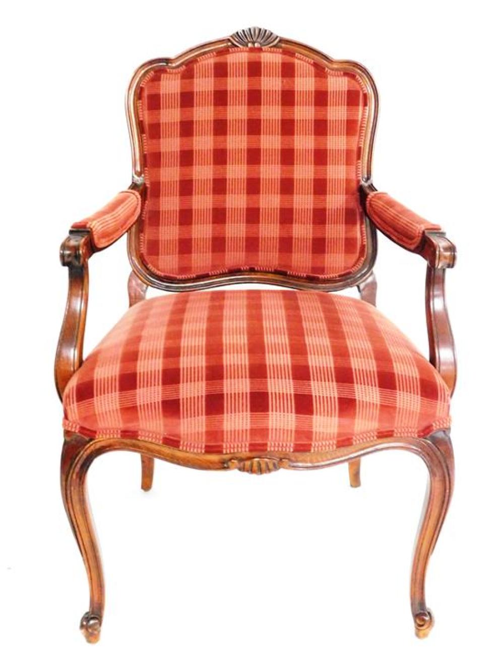 Appraisal: French style Century Chair Co hickory open armchair with burgundy