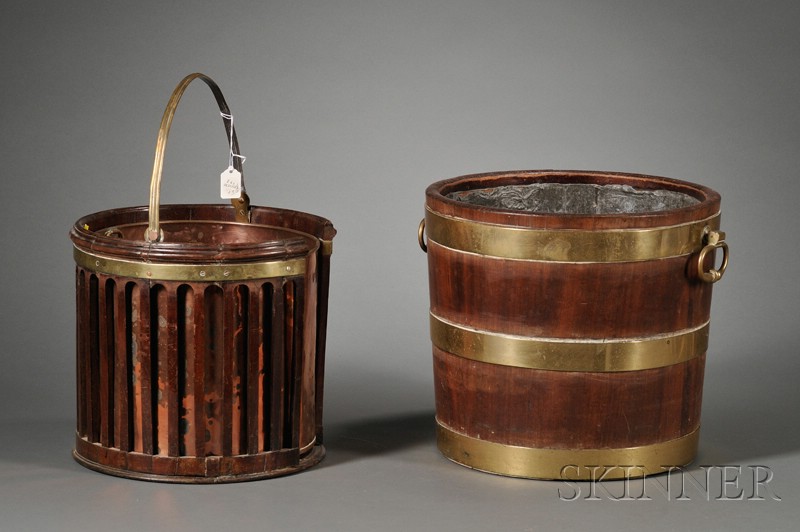 Appraisal: Two English Brass Bound Mahogany Buckets early-mid th century comprising