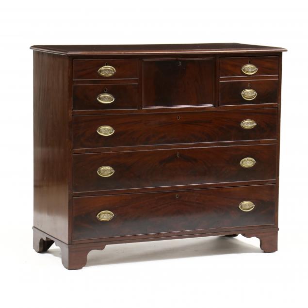 Appraisal: GEORGE III MAHOGANY CHEST OF DRAWERS Circa deal secondary top