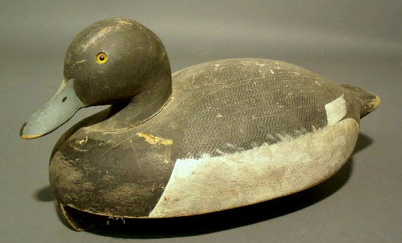 Appraisal: Carved bluebill decoy by Ken Harris Woodville NY h x