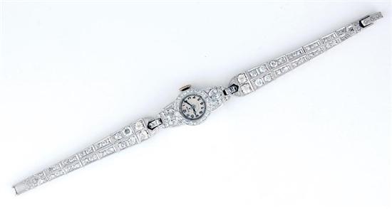 Appraisal: Art Deco Elgin diamond lady's wristwatch circa jewels serial the