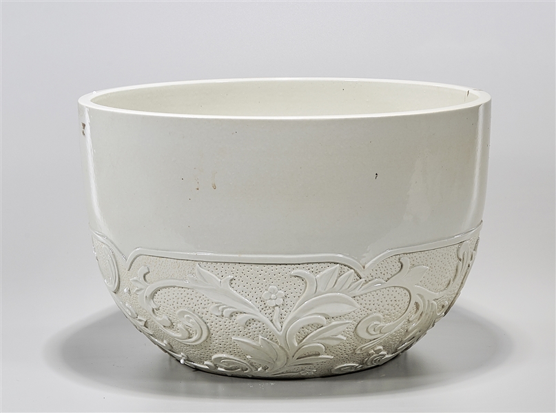 Appraisal: Chinese white glazed porcelain jardiniere lower half decorated with foliage