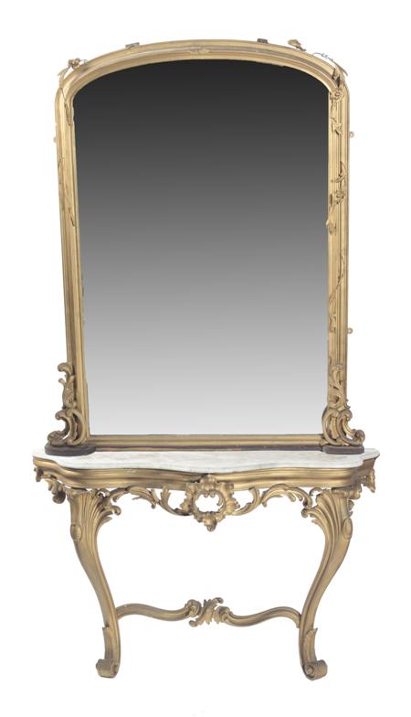 Appraisal: A Victorian marble top gilt console table and mirror the