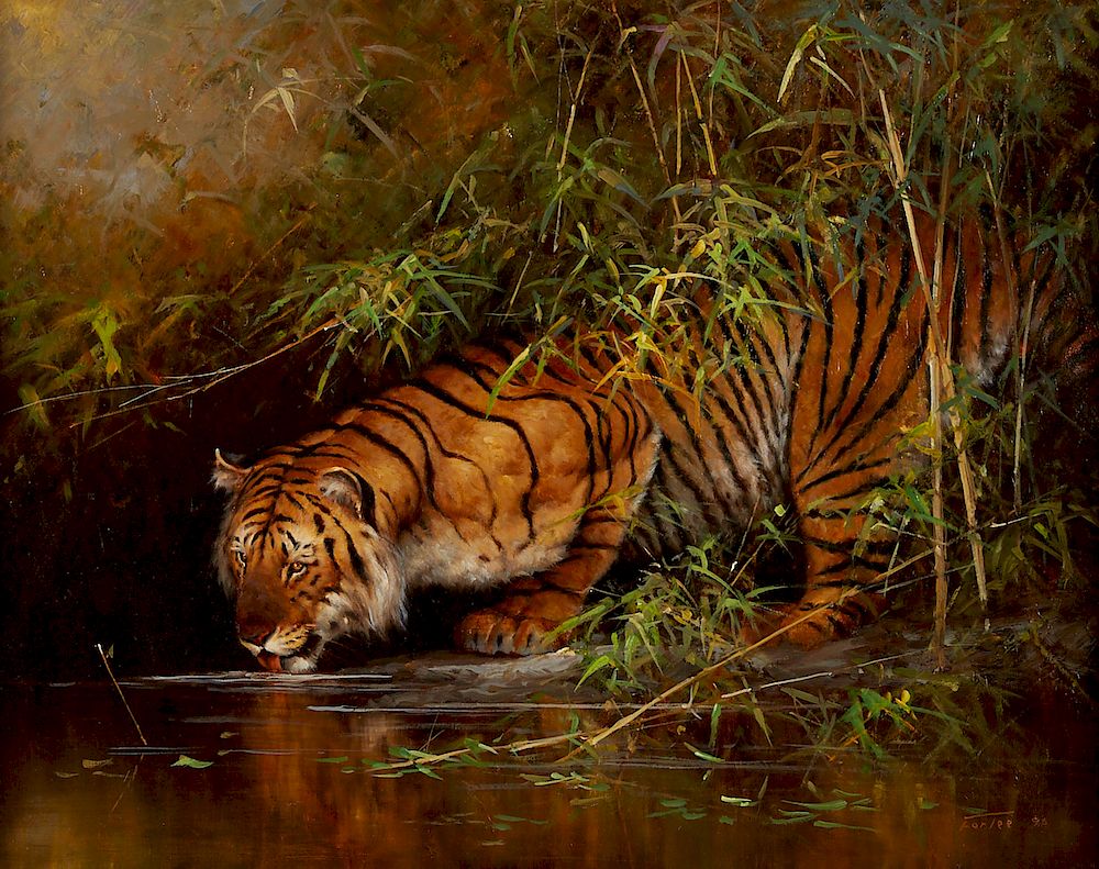 Appraisal: Eric Forlee Tiger Painting Oil on Canvas Eric Forlee b