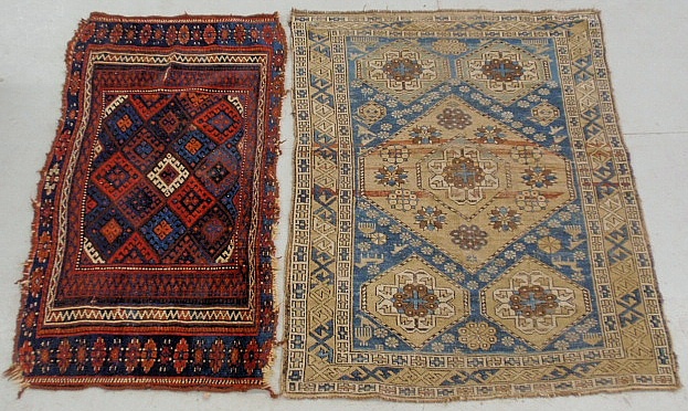 Appraisal: - Two oriental throw mats largest x as found -