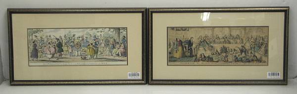 Appraisal: Four framed English hand colored satirical prints after George Cruikshank