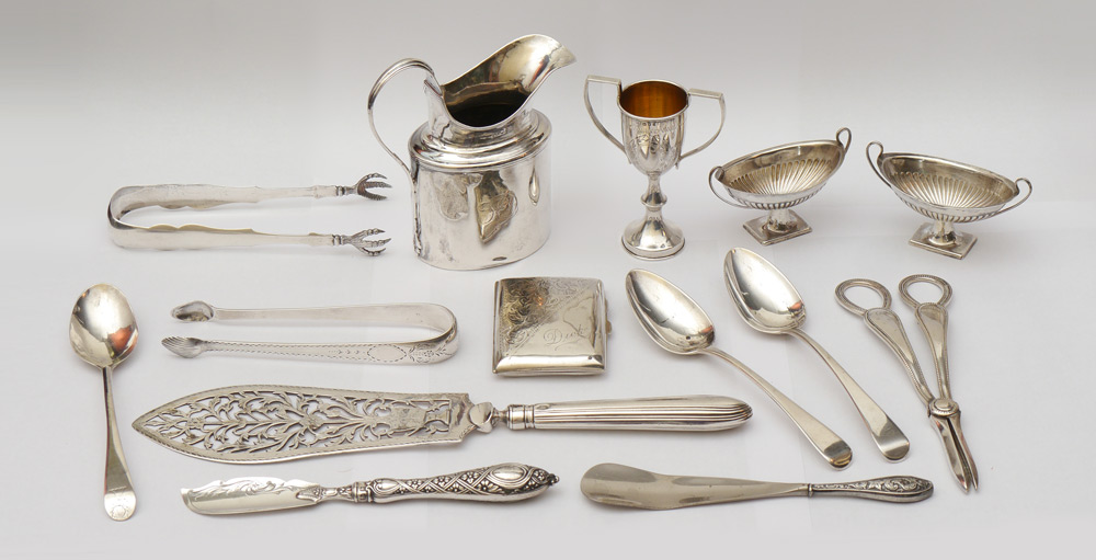 Appraisal: PIECE COLLECTION OF ENGLISH SILVER ITEMS An assembled estate collection