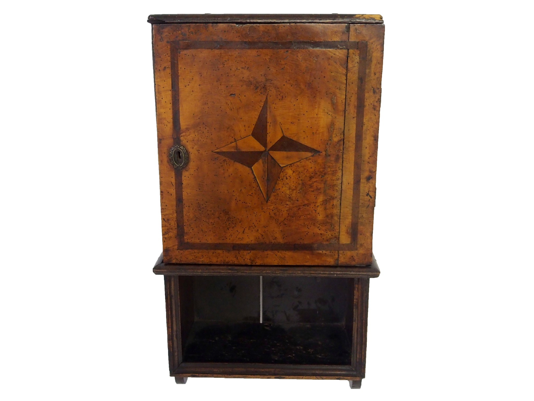 Appraisal: A th Century design burr walnut and marquetry wall cabinetthe