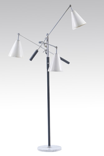 Appraisal: ARREDOLUCE Triennale floor lamp with white enameled metal shades black