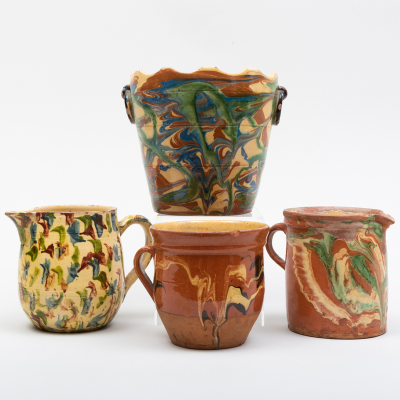 Appraisal: Group of Four Earthenware Vessels Comprising A mugTwo pitchersA jardinere