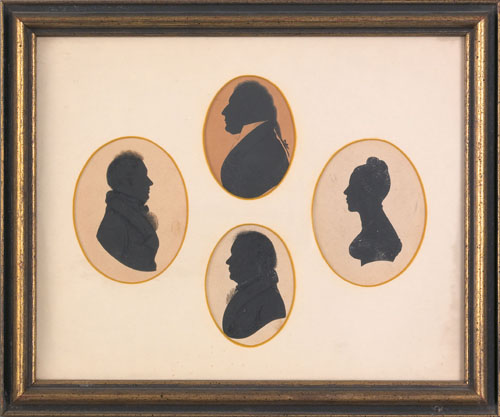 Appraisal: Two framed groups of silhouettes th c the first with