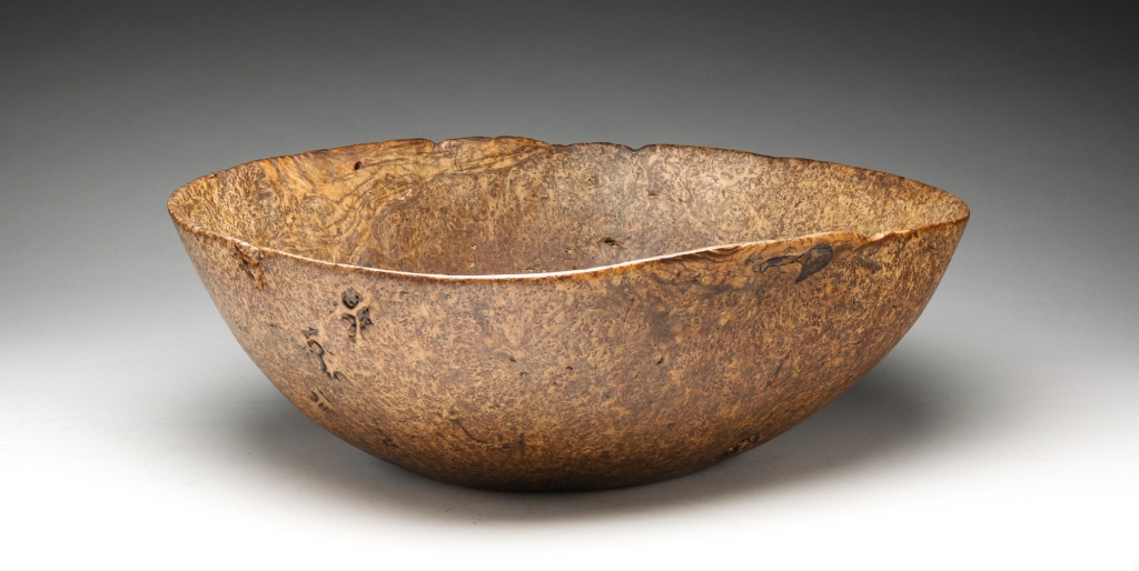 Appraisal: AMERICAN BURL BOWL Nineteenth century Large bowl with oblong form