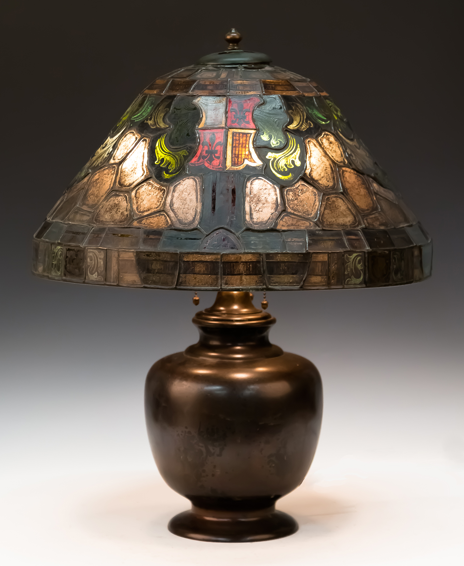 Appraisal: Duffner and Kimberly Leaded and Stained Glass Table Lamp With