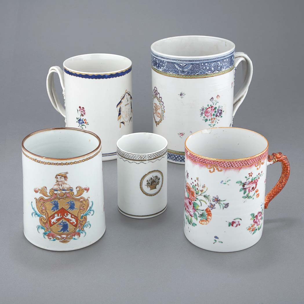 Appraisal: Group of Chinese Export Porcelain Mugs th th Century Comprising