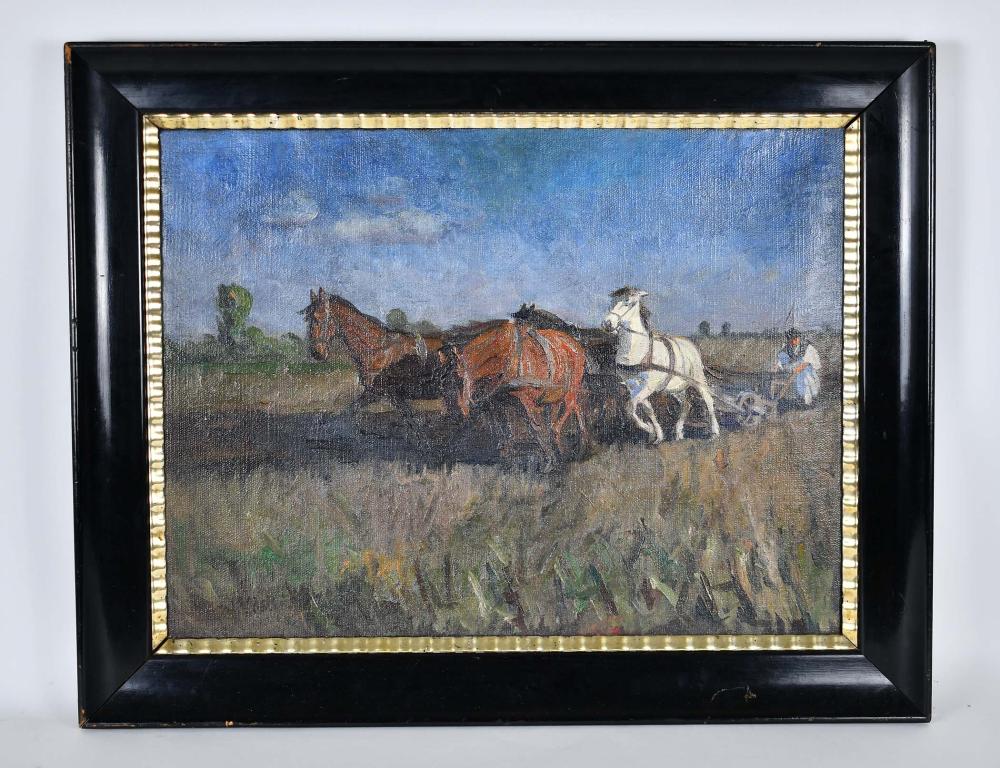 Appraisal: JANOS VISKI HUNGARIAN - PAINTINGPlowing a Field Signed lower left