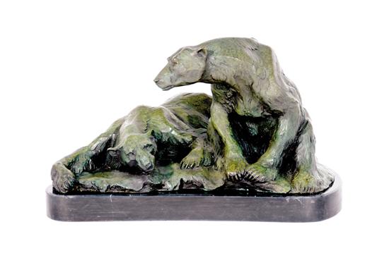 Appraisal: American school th century FIGURAL GROUP OF POLAR BEARS bronze