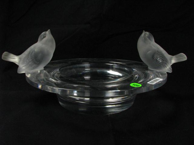 Appraisal: Lalique Crystal ''Deux Moineaux'' Center Bowl with two sparrows few