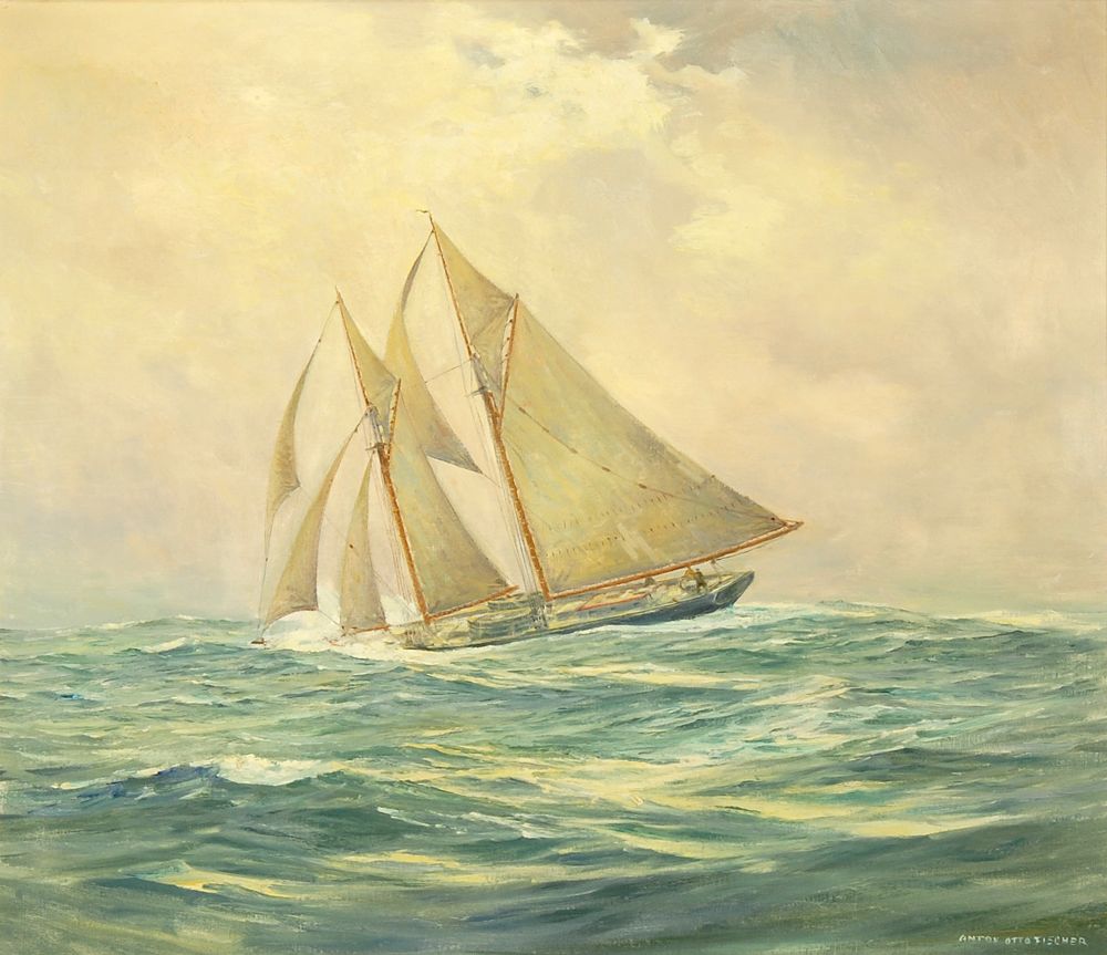 Appraisal: ANTON OTTO FISCHERAmerican - Sloop in stormy seas Signed lower