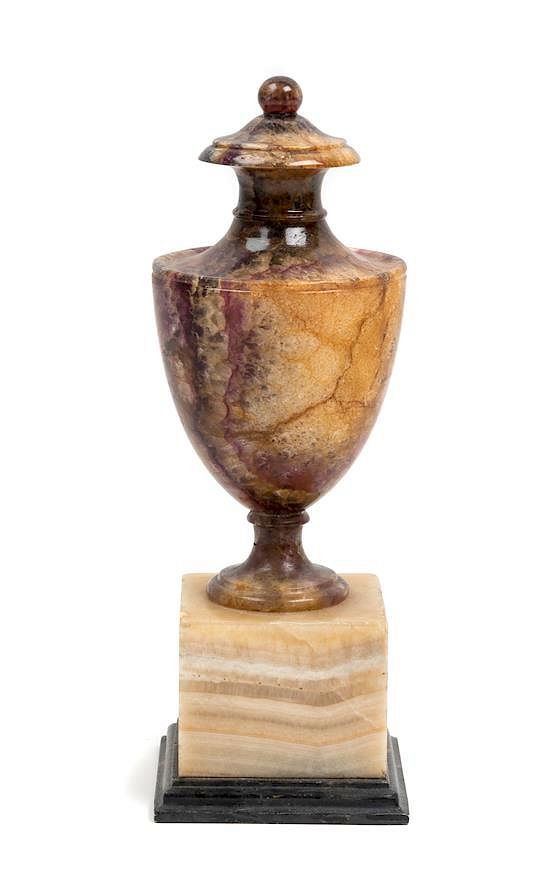 Appraisal: An English Blue John Urn and Cover Height inches An