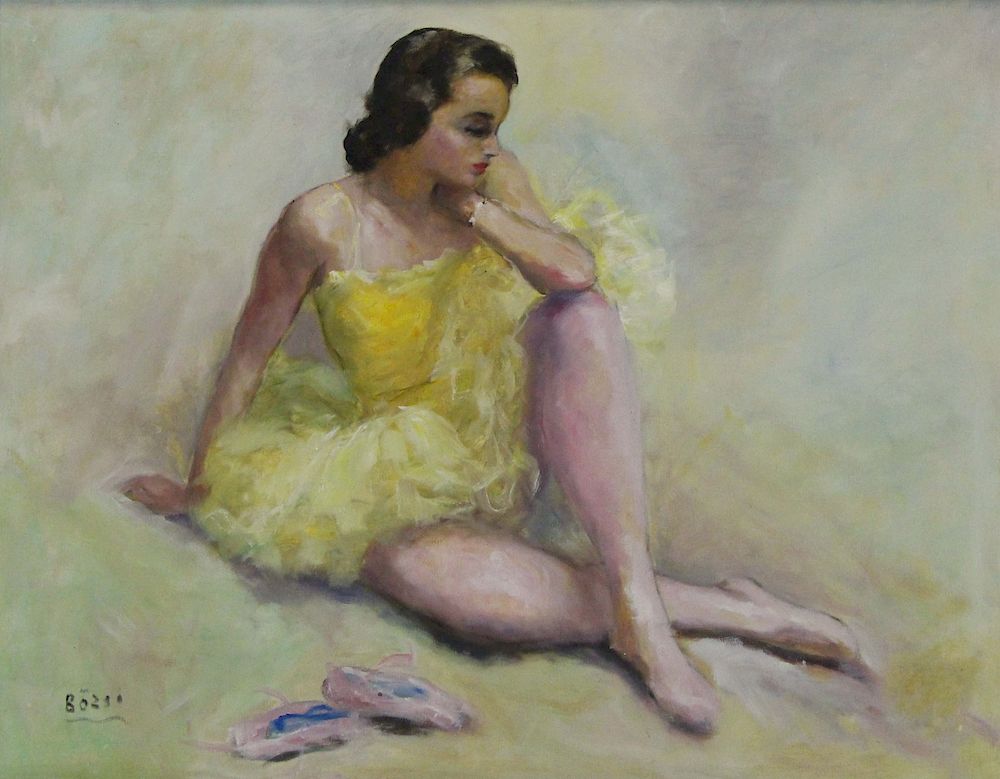 Appraisal: BOZSO th CENTURY Oil on Canvas Ballerina Signed lower right