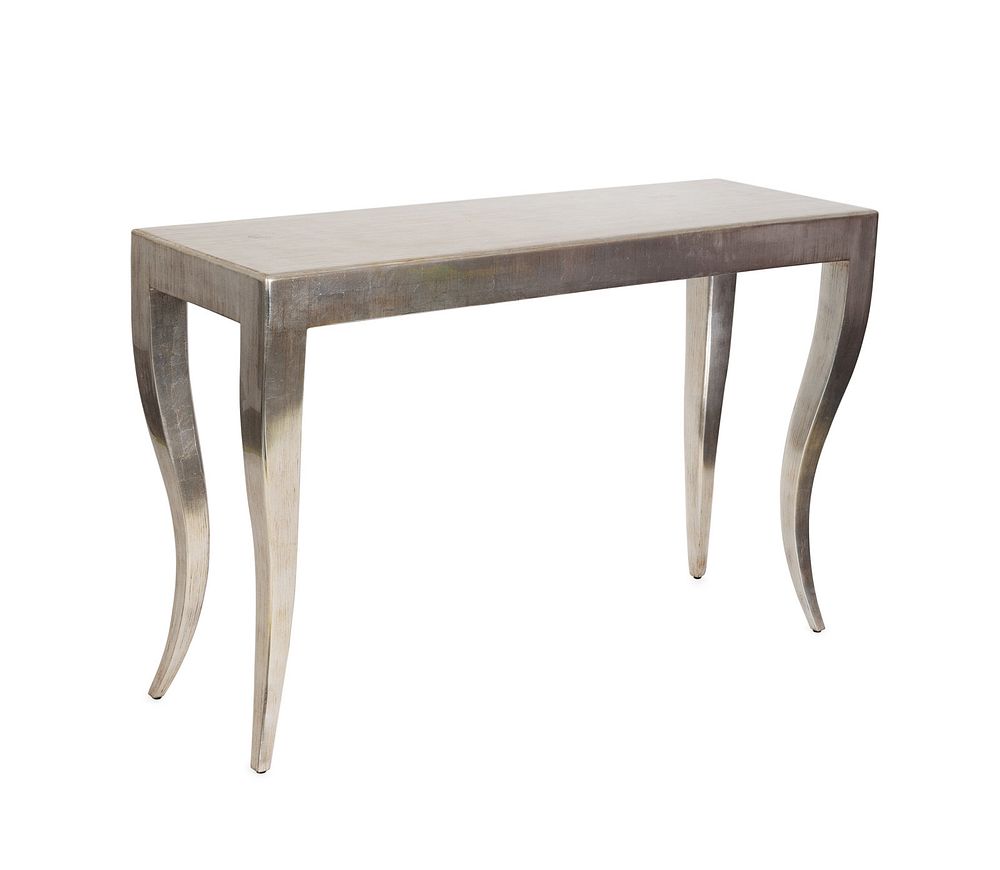 Appraisal: A Silver Leaf Console Table with Cabriole LegsHeight x width