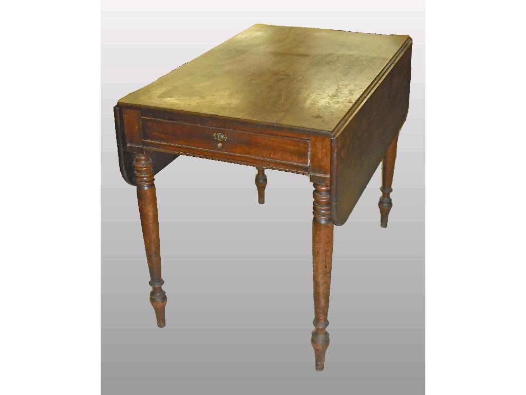 Appraisal: Victorian mahogany Pembroke table fitted with single frieze drawer over