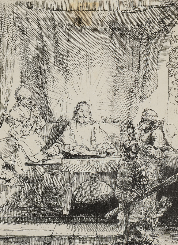 Appraisal: REMBRANDT VAN RIJN Dutch - ''Christ at Emmaus'' Etching and