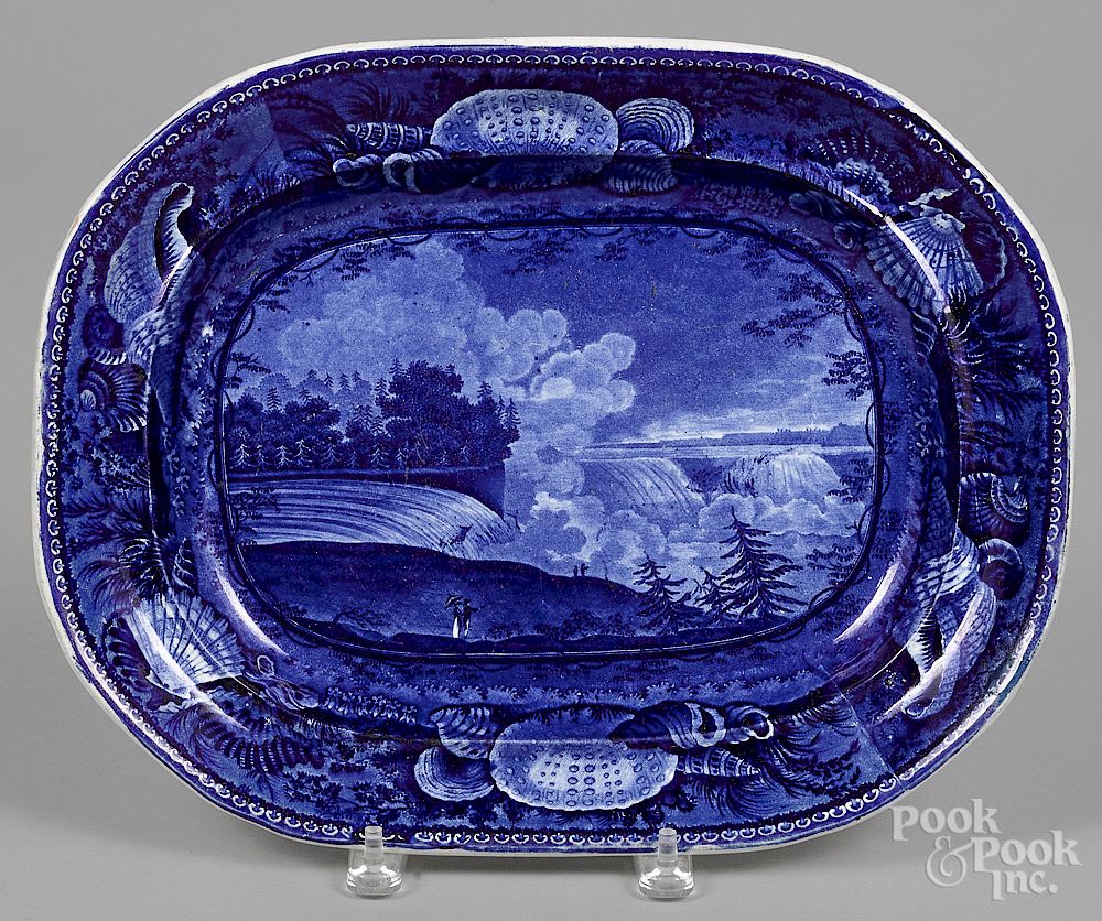 Appraisal: Historical blue Staffordshire platter Historical blue Staffordshire Niagara from the