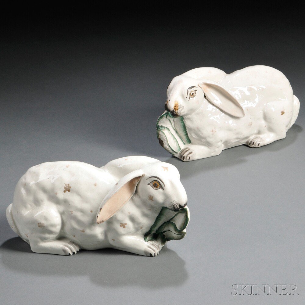 Appraisal: Pair of Staffordshire Earthenware Rabbits England mid- th century each