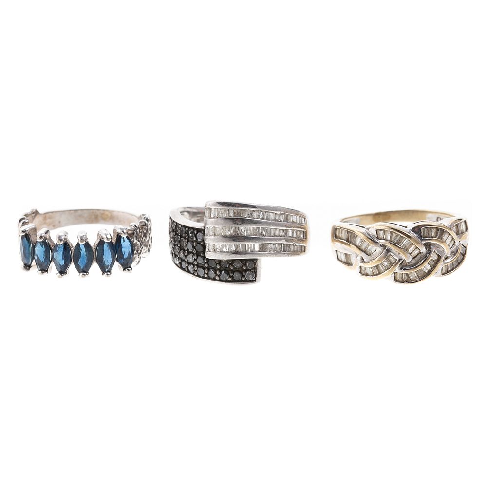 Appraisal: A Trio of Wide Diamonds Bands K white gold ring