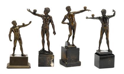 Appraisal: Three Continental bronze figures of acrobats early th century All